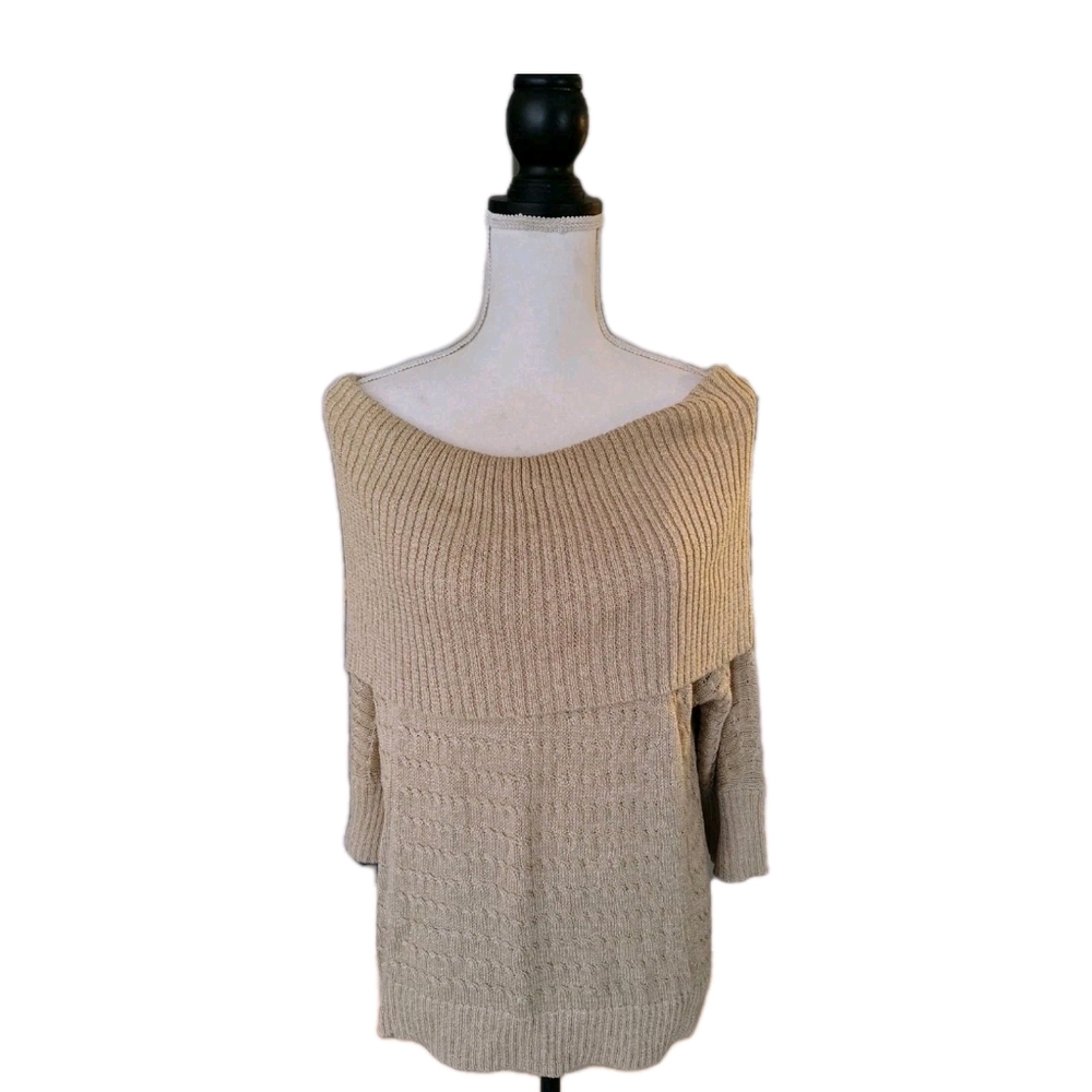 New Cache Off-Shoulder Golden Beige Sweater